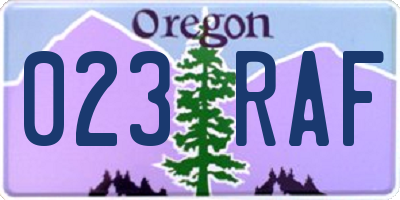 OR license plate 023RAF