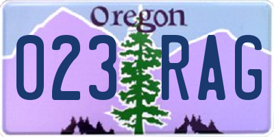 OR license plate 023RAG