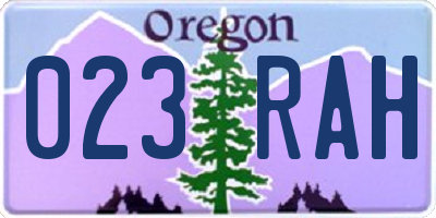 OR license plate 023RAH