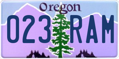 OR license plate 023RAM