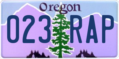 OR license plate 023RAP