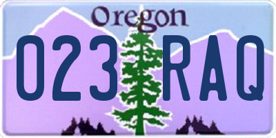 OR license plate 023RAQ