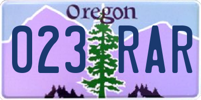 OR license plate 023RAR