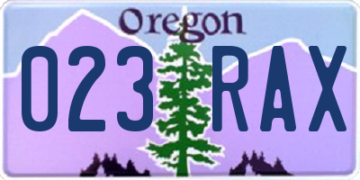 OR license plate 023RAX
