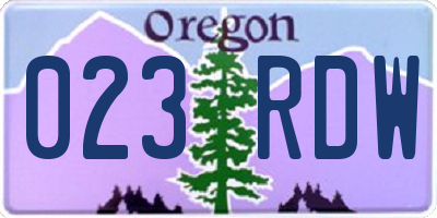OR license plate 023RDW