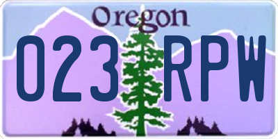 OR license plate 023RPW