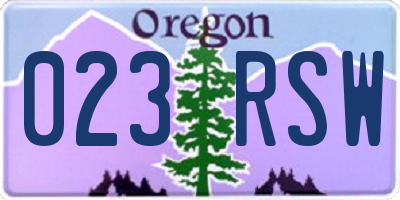OR license plate 023RSW