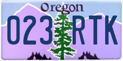 OR license plate 023RTK