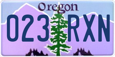 OR license plate 023RXN