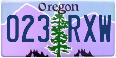 OR license plate 023RXW