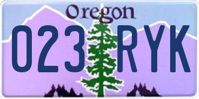 OR license plate 023RYK