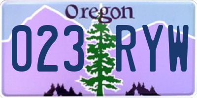 OR license plate 023RYW