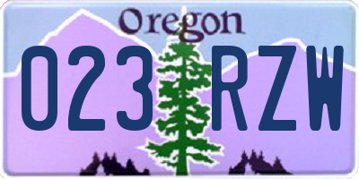 OR license plate 023RZW