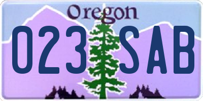 OR license plate 023SAB