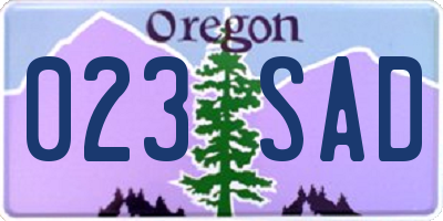OR license plate 023SAD