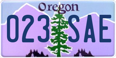 OR license plate 023SAE