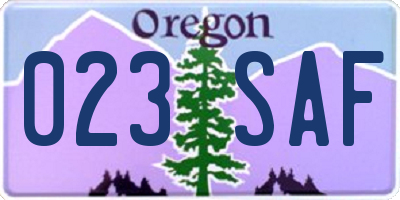 OR license plate 023SAF