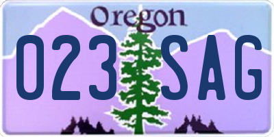 OR license plate 023SAG