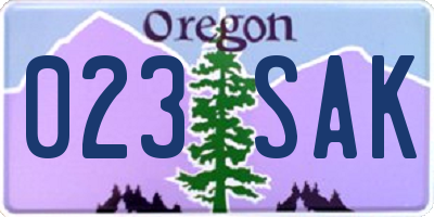 OR license plate 023SAK