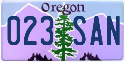 OR license plate 023SAN