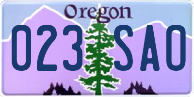 OR license plate 023SAO