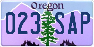 OR license plate 023SAP
