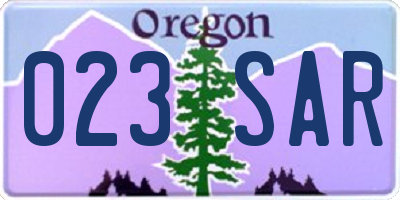OR license plate 023SAR