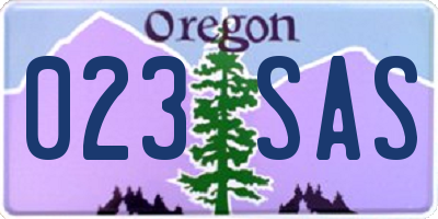 OR license plate 023SAS