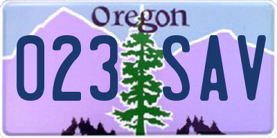OR license plate 023SAV