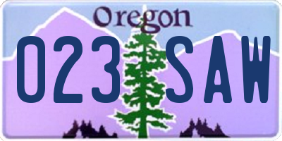 OR license plate 023SAW