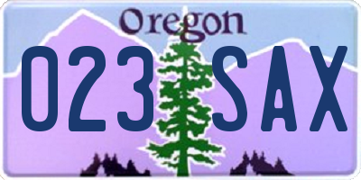 OR license plate 023SAX