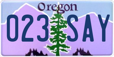OR license plate 023SAY