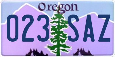 OR license plate 023SAZ