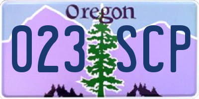 OR license plate 023SCP