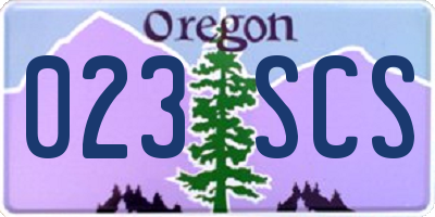 OR license plate 023SCS