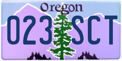 OR license plate 023SCT