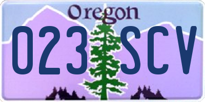 OR license plate 023SCV