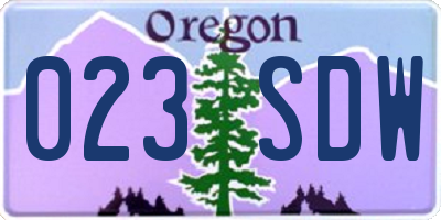 OR license plate 023SDW