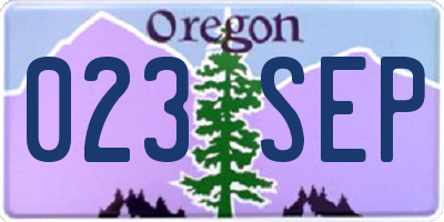 OR license plate 023SEP