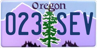 OR license plate 023SEV