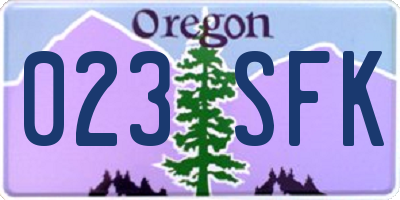 OR license plate 023SFK