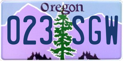 OR license plate 023SGW
