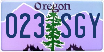 OR license plate 023SGY