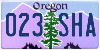 OR license plate 023SHA