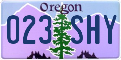 OR license plate 023SHY