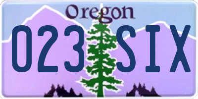 OR license plate 023SIX