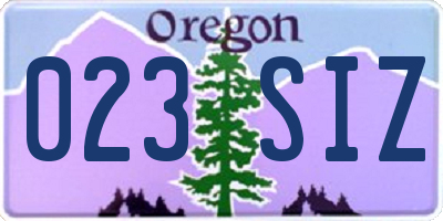OR license plate 023SIZ