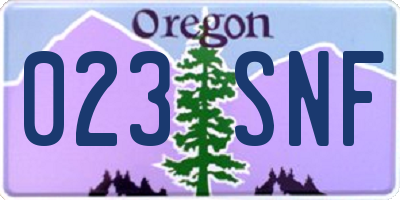 OR license plate 023SNF