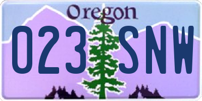 OR license plate 023SNW