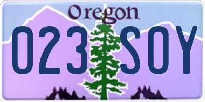 OR license plate 023SOY
